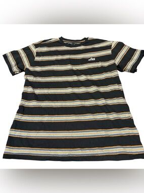 Y2K Lost Skate Striped Short Sleeve Shirt Skater Emo Punk Men's Large